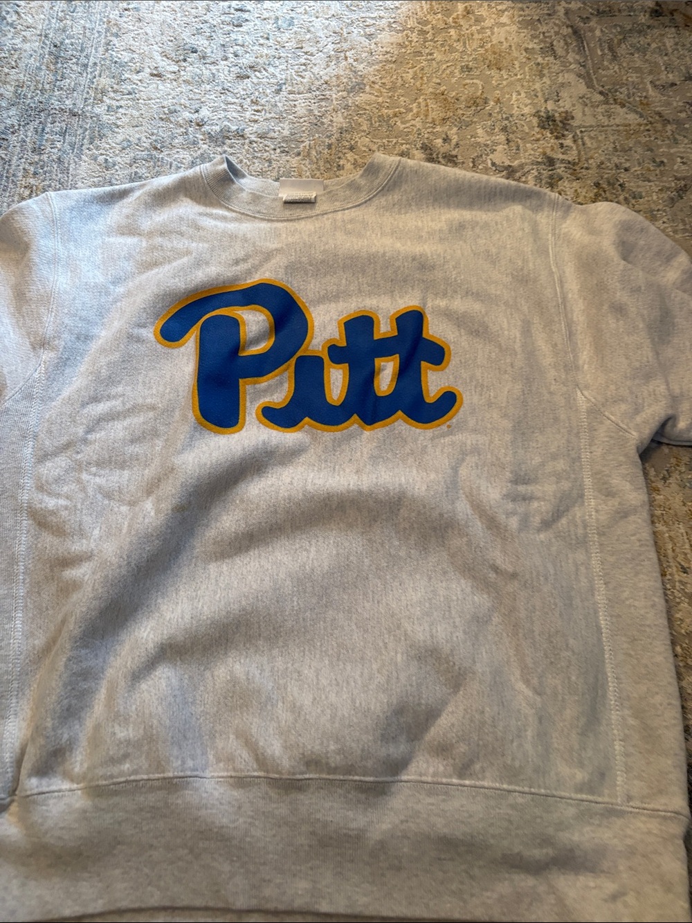 Pitt Logo Crewneck Sweatshirt - Light Gray with Blue & Gold